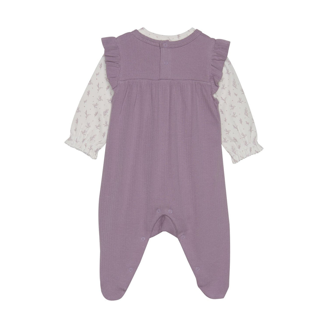 ensemble deux pièces mauve cache-couche blanc feuillage fixoni
