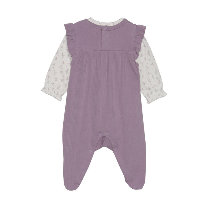 ensemble deux pièces mauve cache-couche blanc feuillage fixoni
