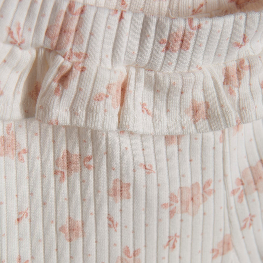legging taille élastique blanc fleur rose Fixoni vêtement bébé enfant
