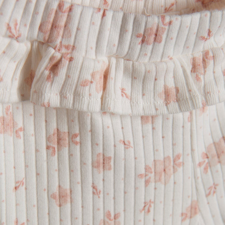 legging taille élastique blanc fleur rose Fixoni vêtement bébé enfant