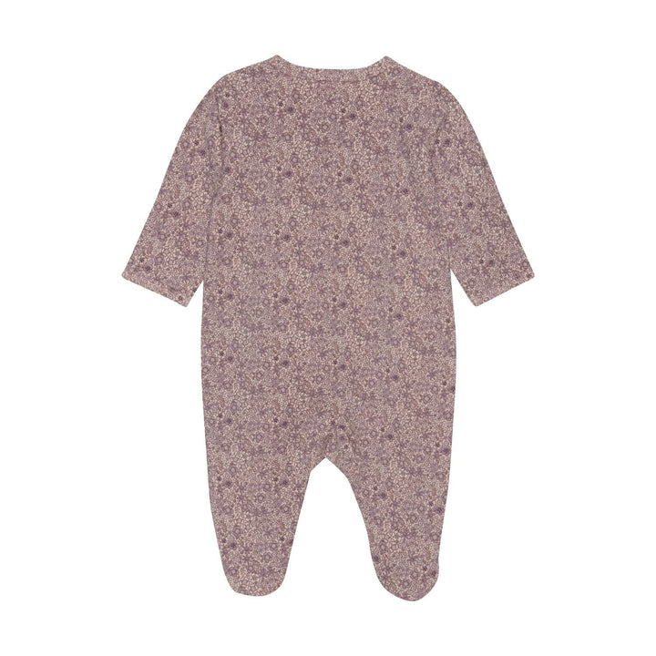 pyjama manches longues fond rose motif fleurs mauves Fixoni