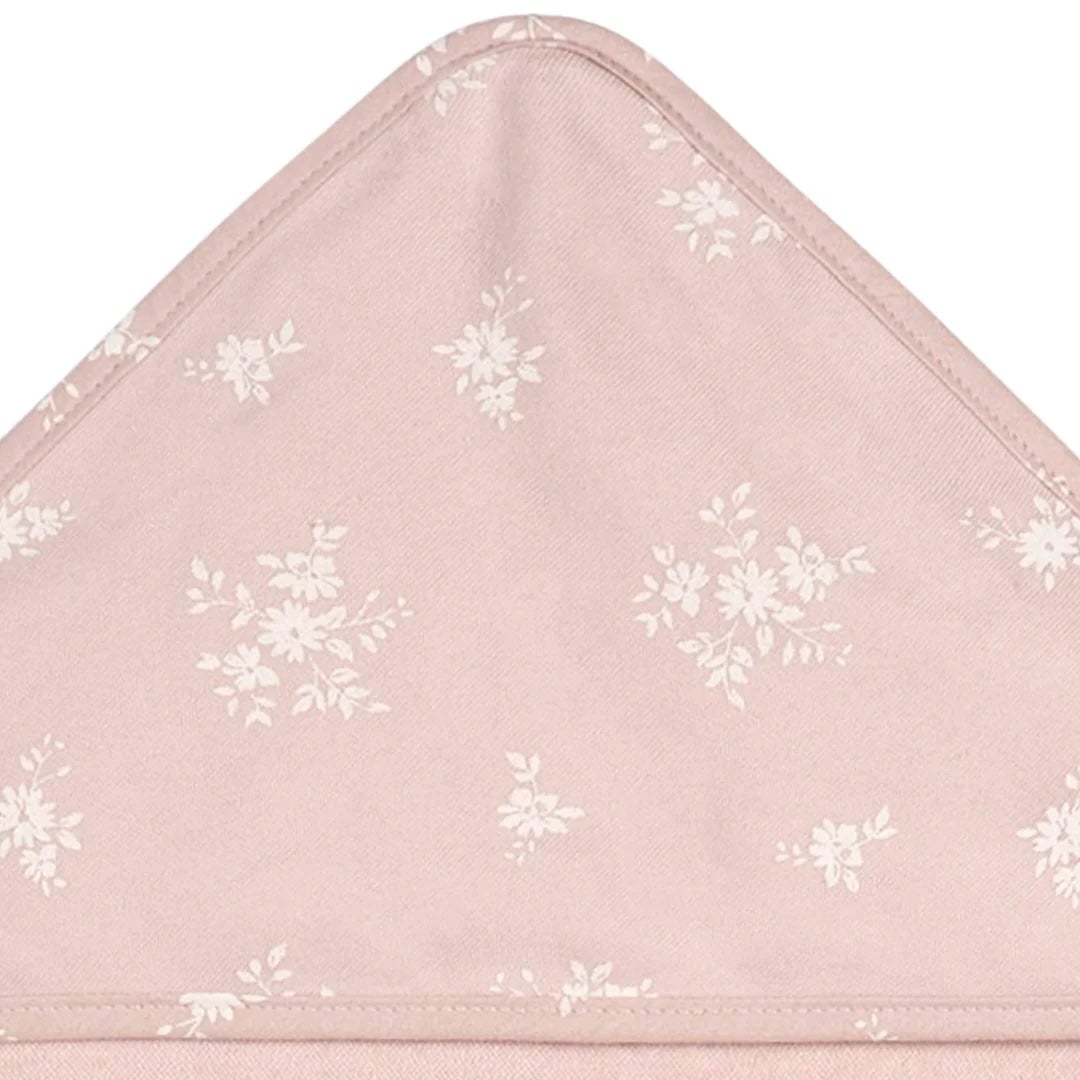 trio serviette capuchon rose floral Just born Mlle et Coco