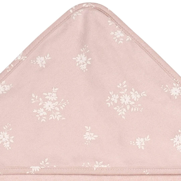 trio serviette capuchon rose floral Just born Mlle et Coco