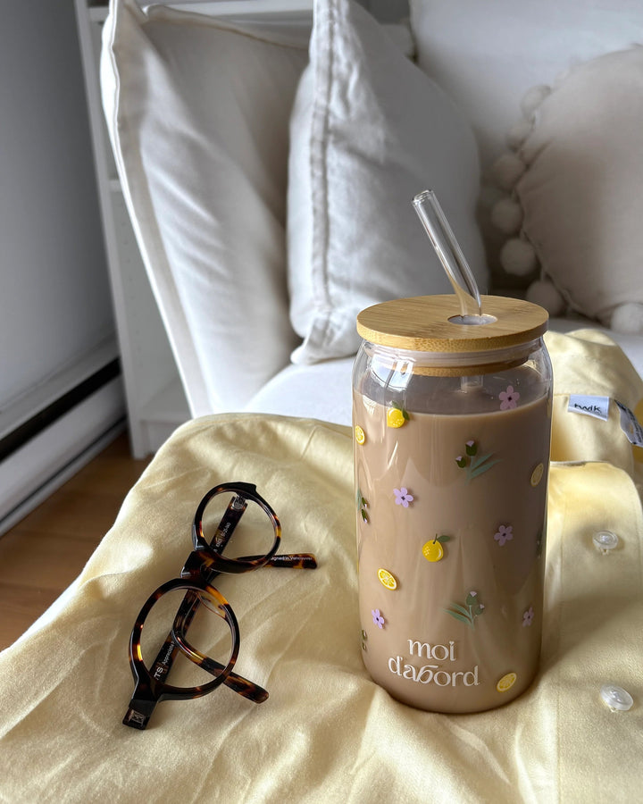 Tumbler verre citrons fleurs Moi D&