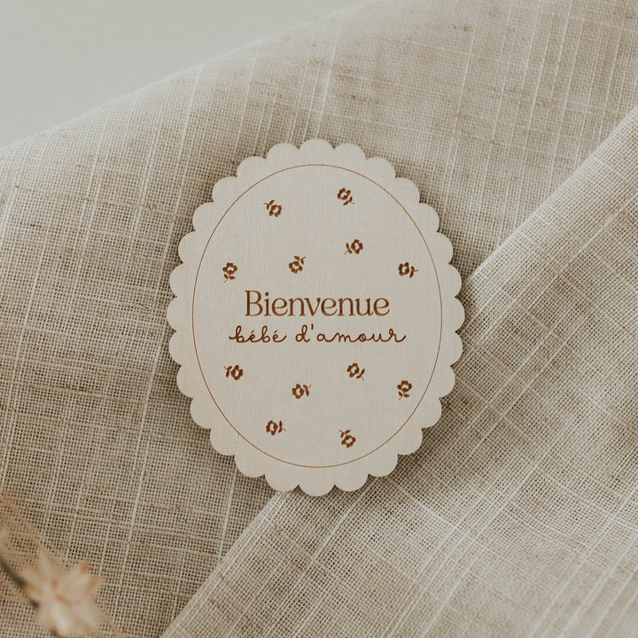 Pastille de bois Bienvenue bébé d&