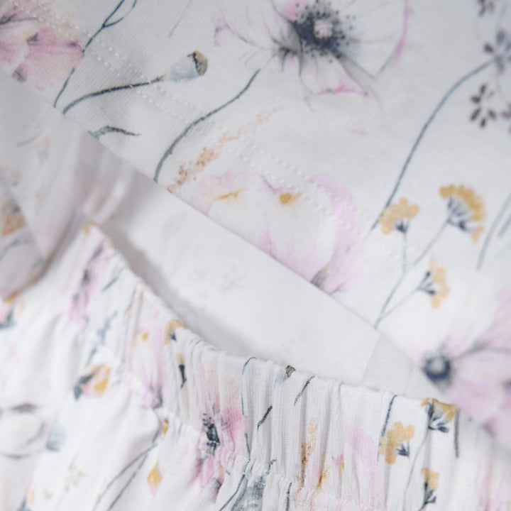 robe manches courtes blanc cassé fleur rose bleu Minymo vêtement