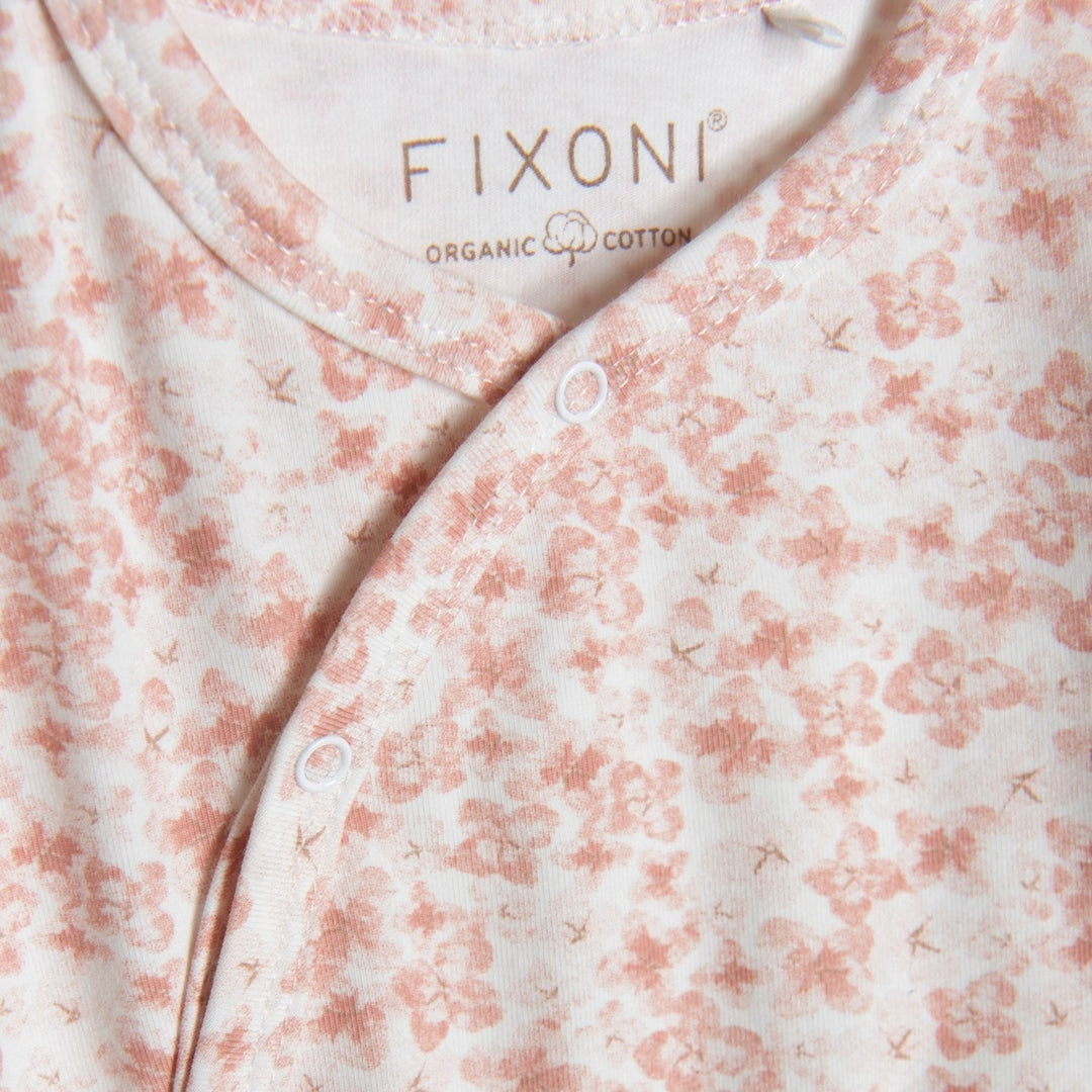 pyjama une-pièce fleuri rose bonnet manches longues Fixoni vêtement