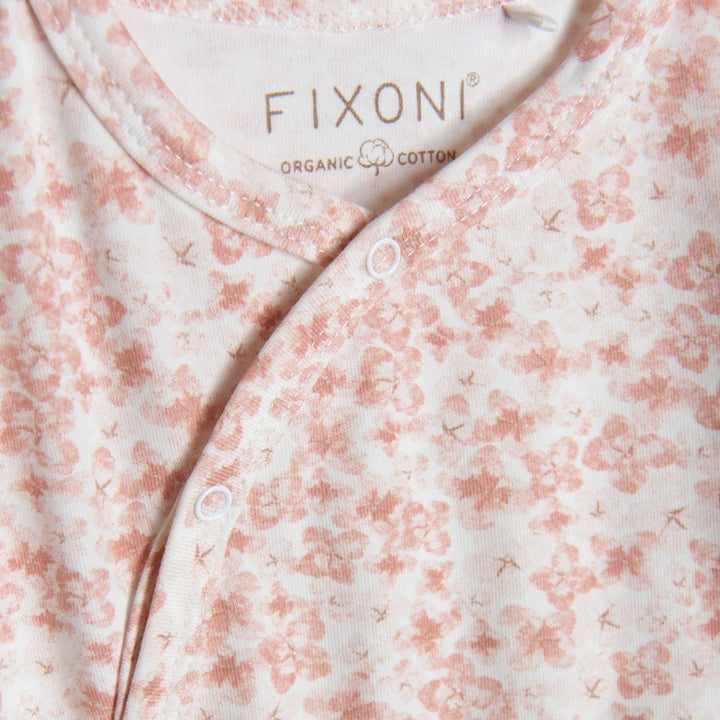pyjama une-pièce fleuri rose bonnet manches longues Fixoni vêtement