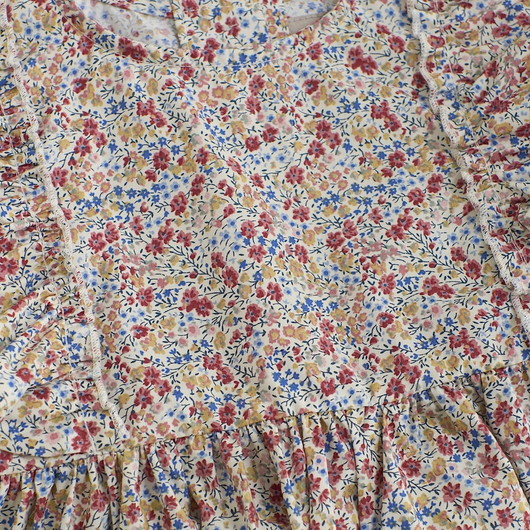 Robe floral bleu rouge Huttelihut Mlle et Coco vêtement