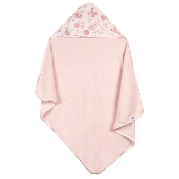 trio serviette capuchon rose floral Just born Mlle et Coco