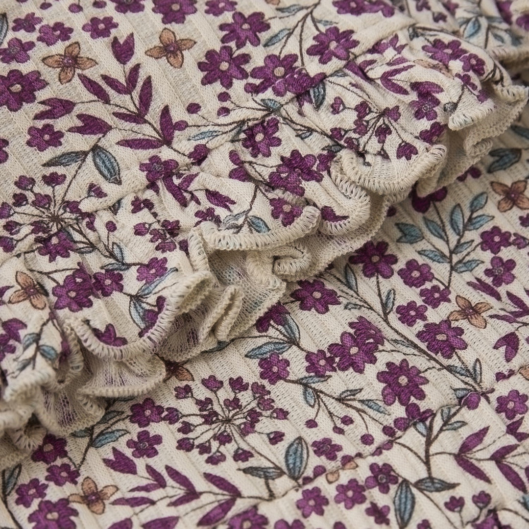 Robe manches courtes - Floral aubergine - Daily Seven Vêtements (échantillons) Daily Seven 