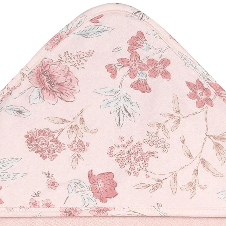 trio serviette capuchon rose floral Just born Mlle et Coco