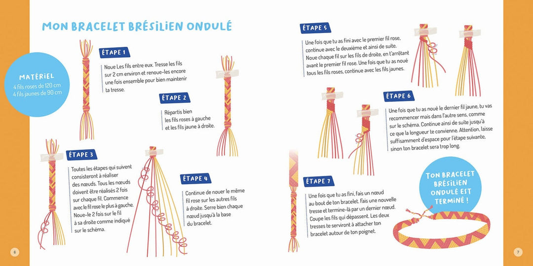 bricolage mes créations fluos bracelet fil macramé scoobidou brésilien