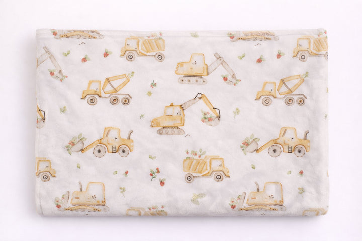 Minky blanket - Construction truck and strawberry - Mlle and Coco