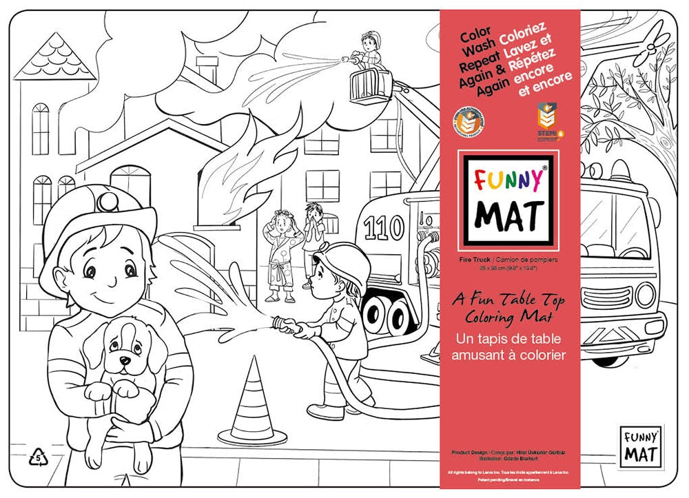 Napperon à colorier réutilisable - Pompier - Funny Mat Jouet/jeux Funny Mat 
