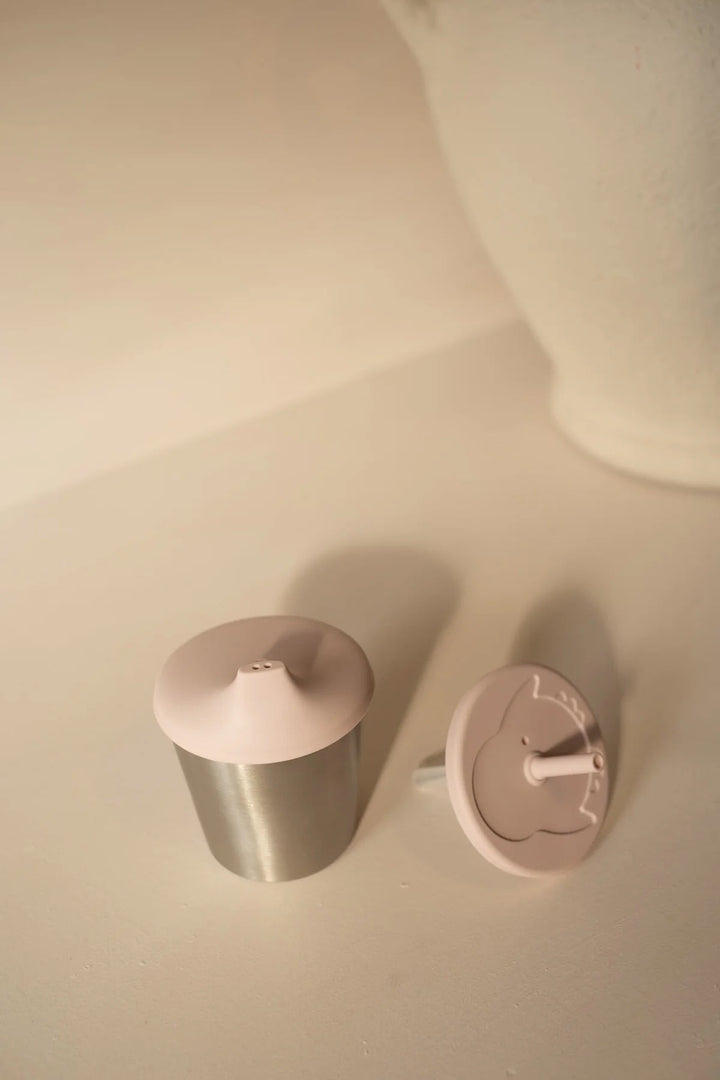 Gobelet à paille et à bec - Acier inoxydable et silicone - Micasso &amp; Co Micasso &amp; Co Vieux rose 