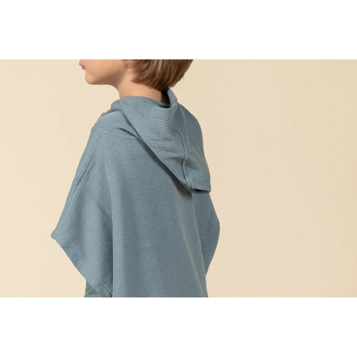 poncho gaufré bleu persan accessoire serviette plage piscine enfant