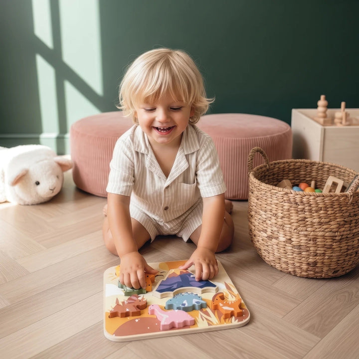 Puzzle géant en bois dinosaures Speedy Monkey Mlle et Coco