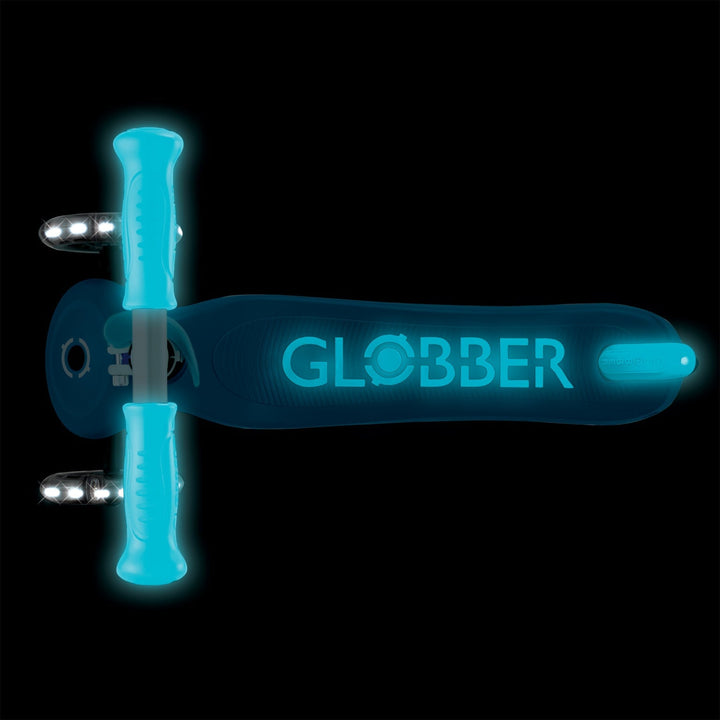 Trottinette à 3 roues phosphorescente avec lumières bleu Globber Mlle et Coco