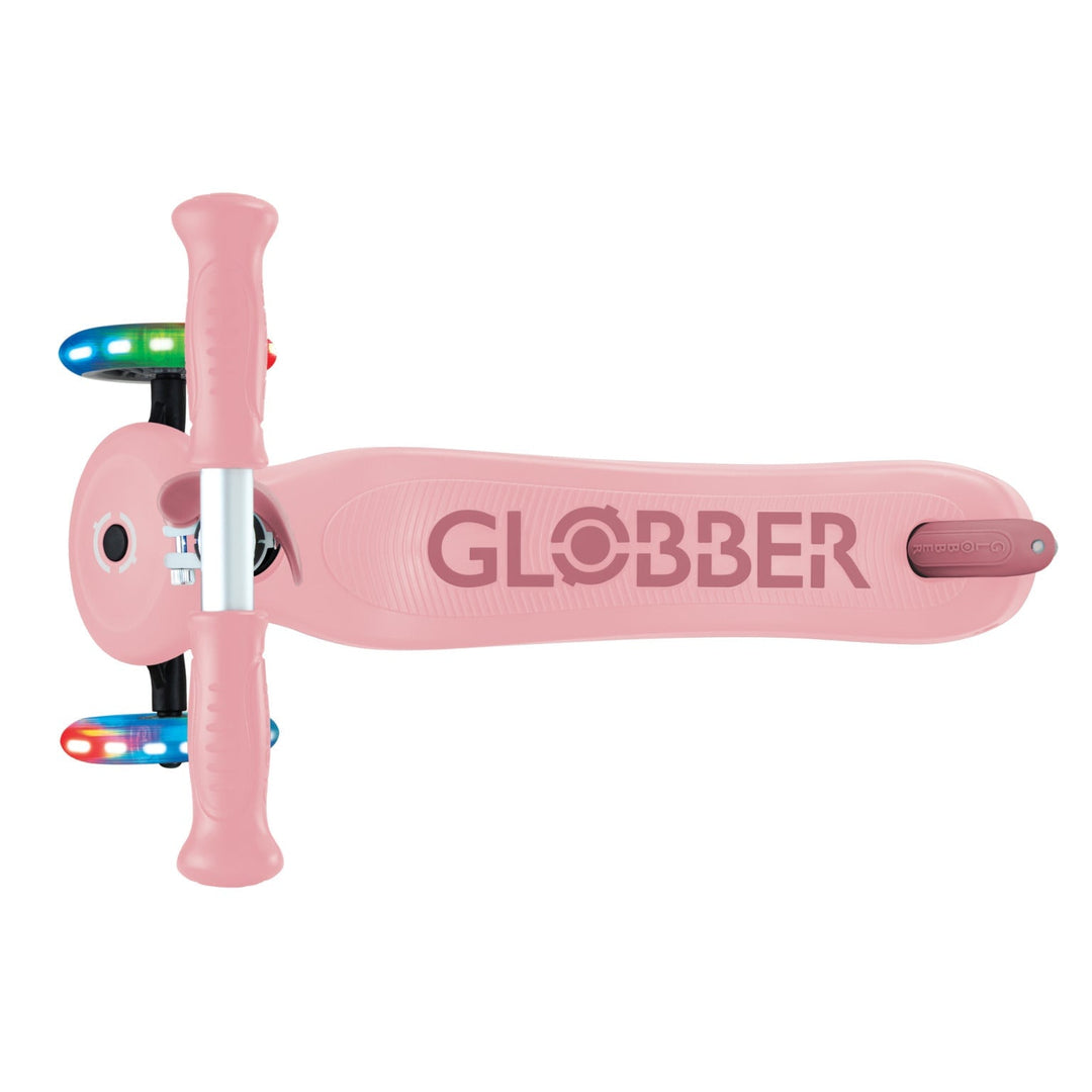 Trottinette évolutive 3-en-1 avec lumières rose pastel Globber Mlle et Coco