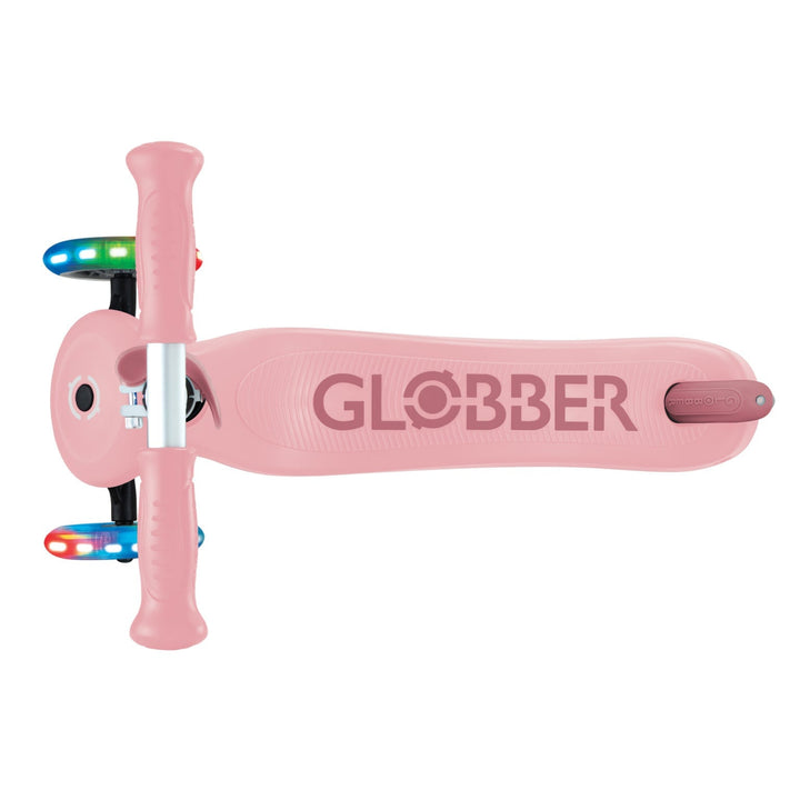 Trottinette évolutive 3-en-1 avec lumières rose pastel Globber Mlle et Coco