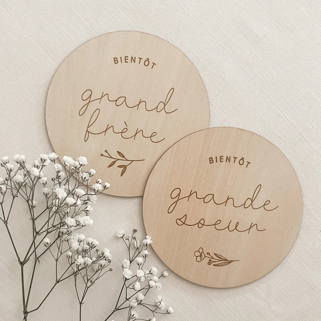 pastille bois bientôt grand-frère grande-soeur Le petit tableau noir