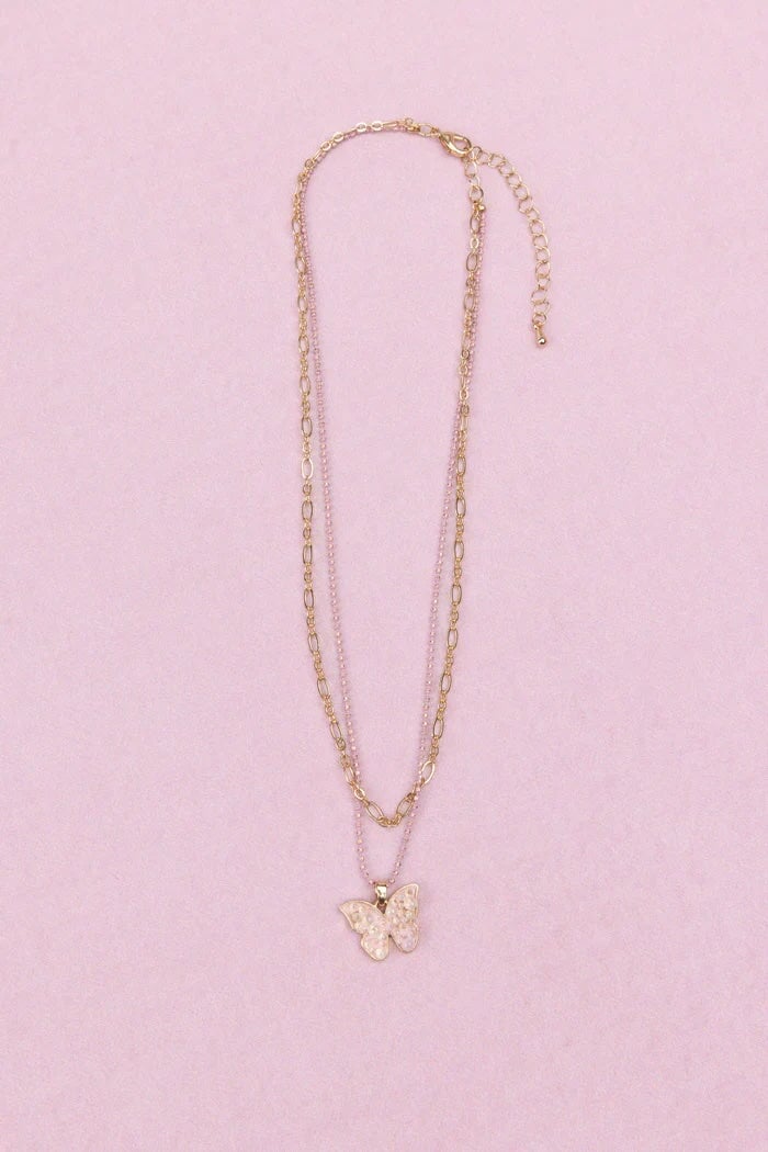 collier Great pretenders papillon rose Mlle et Coco