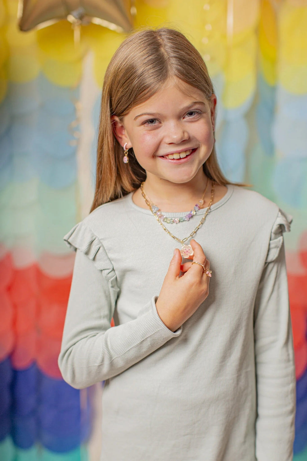 ensemble collier bracelet pierres précieuses enfant fleur Great pretenders