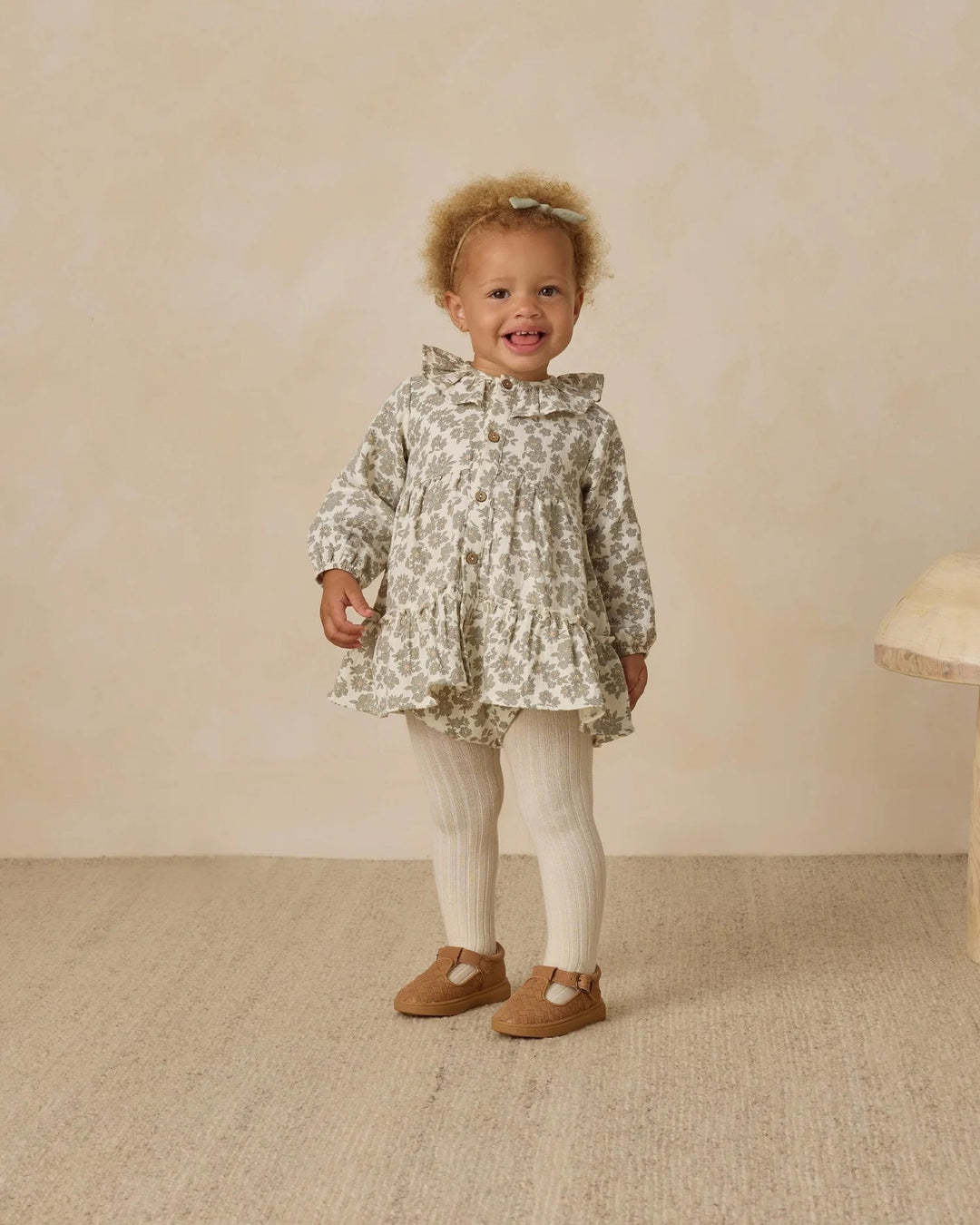 Robe et culotte assortie  Crème floral gris Quincy Mae