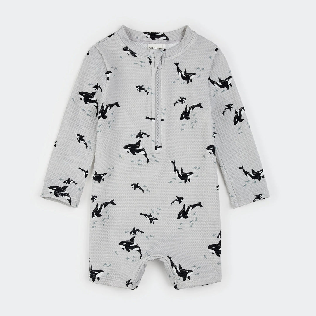 Maillot manches longues combinaison gris motif orques Petit Lem Mlle et Coco