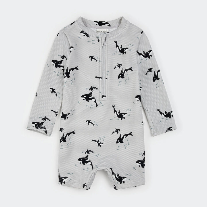 Maillot manches longues combinaison gris motif orques Petit Lem Mlle et Coco