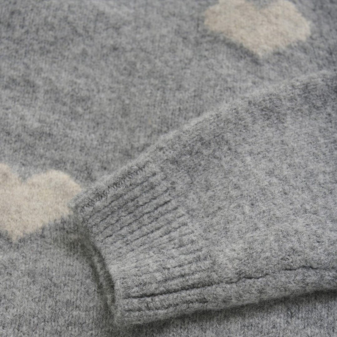 Pull gris avec coeurs blanc Daily Seven Mlle et Coco