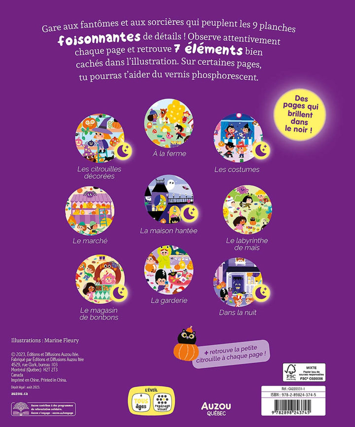 Livre cherche et trouve des tout-petits Halloween Auzou Mlle et Coco