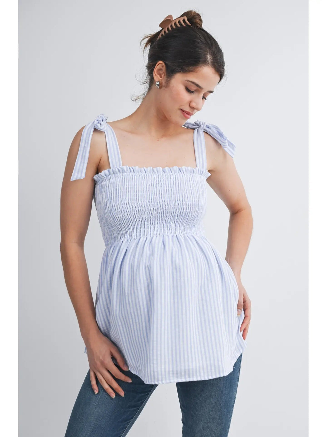 camisole maternité Hello Miz raye bleu blanc Mlle et Coco