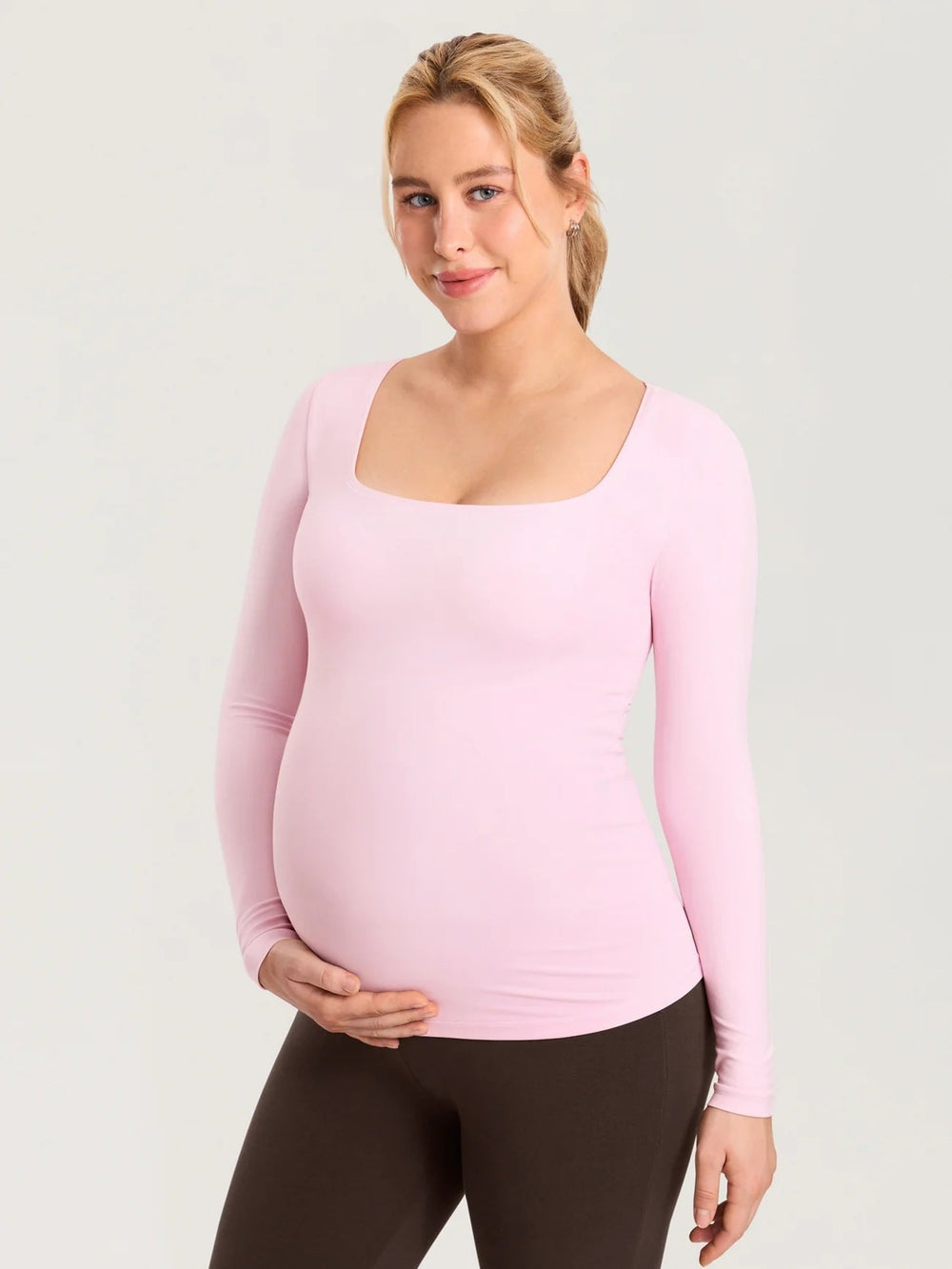 chandail maternité manches longues rose doux Momanda Mlle et Coco