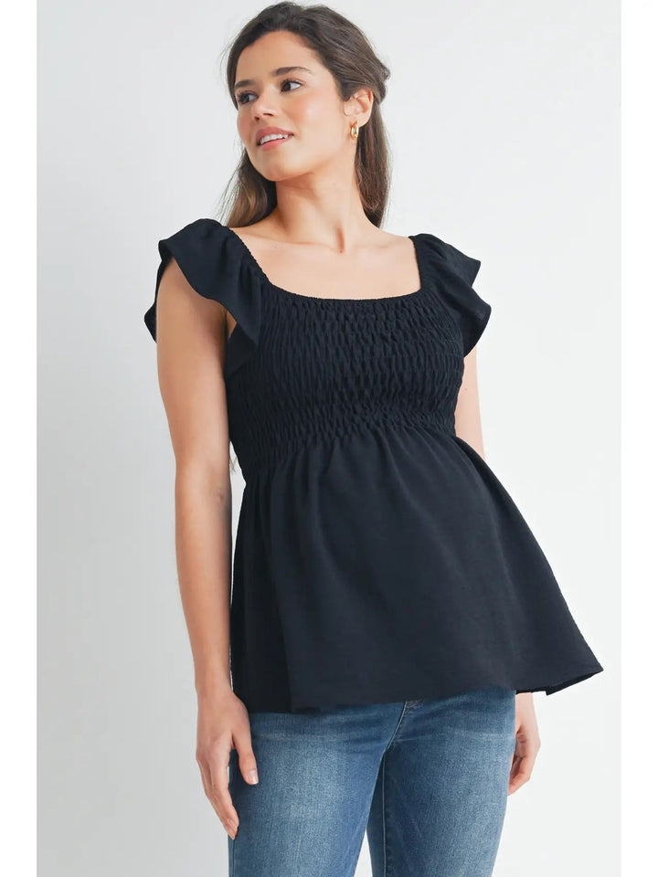 Haut maternité smockées  Noir  Hello Miz Mlle et Coco