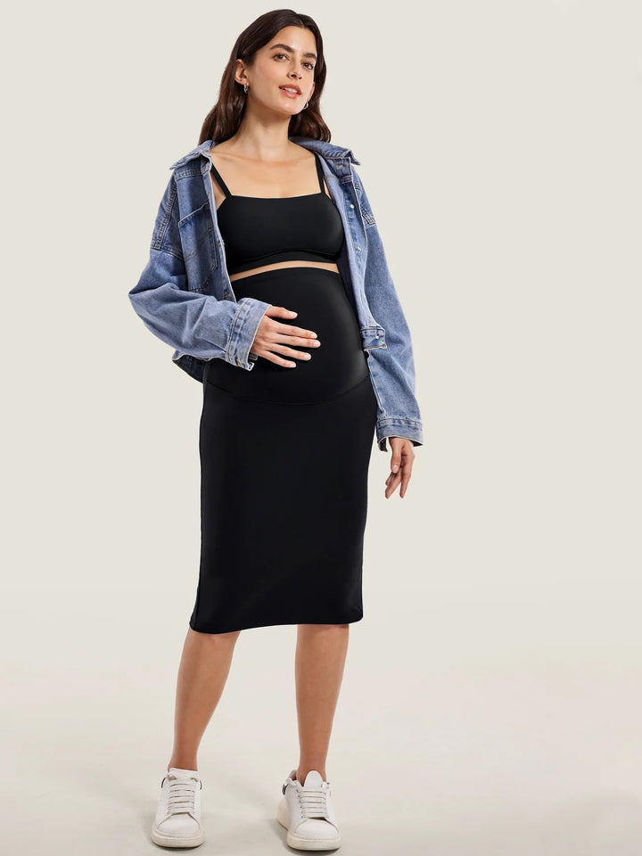 Jupe midi taille haute maternité Natrelax Noir Momanda