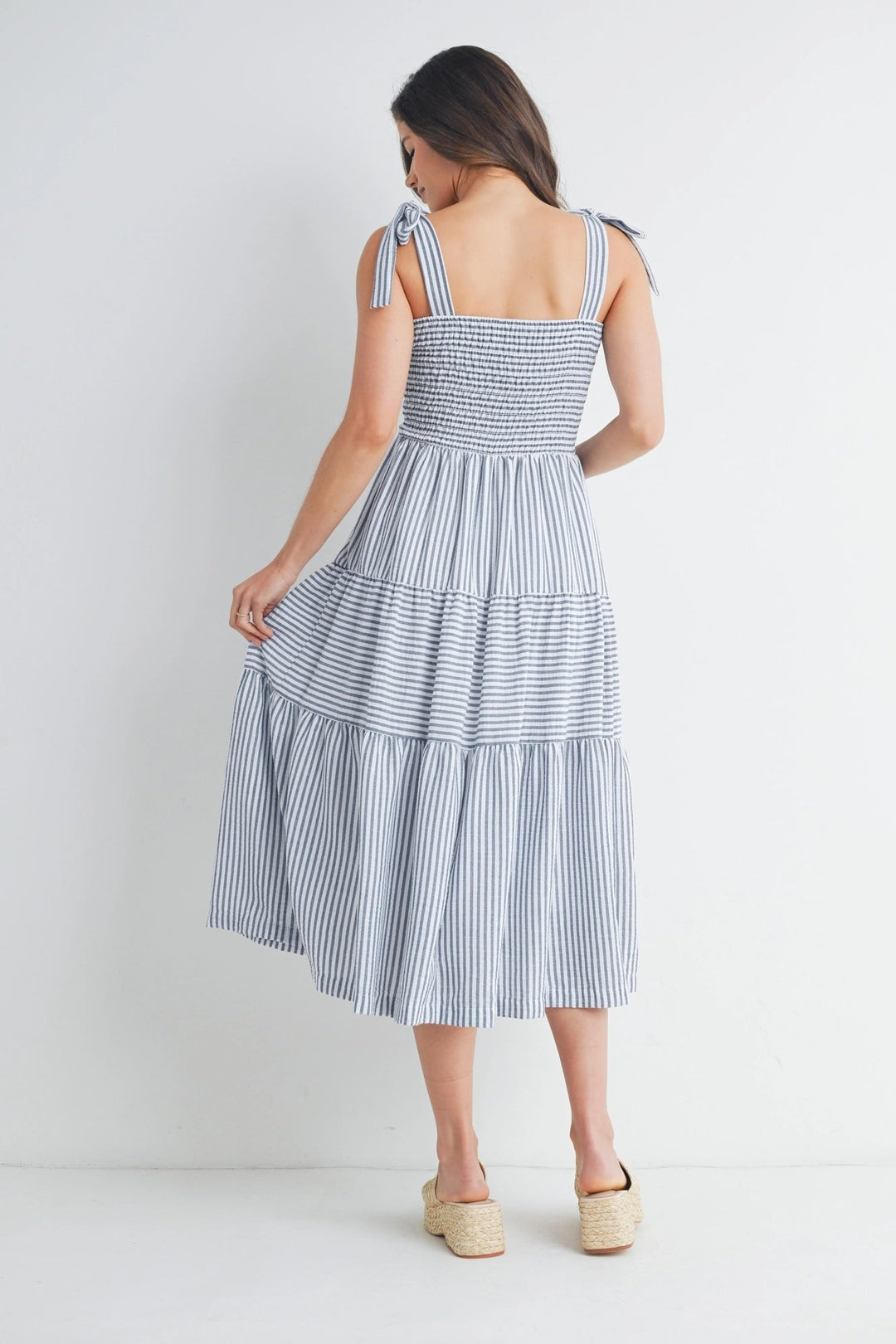robe maternité denim blanc rayé Hello Miz Mlle et Coco