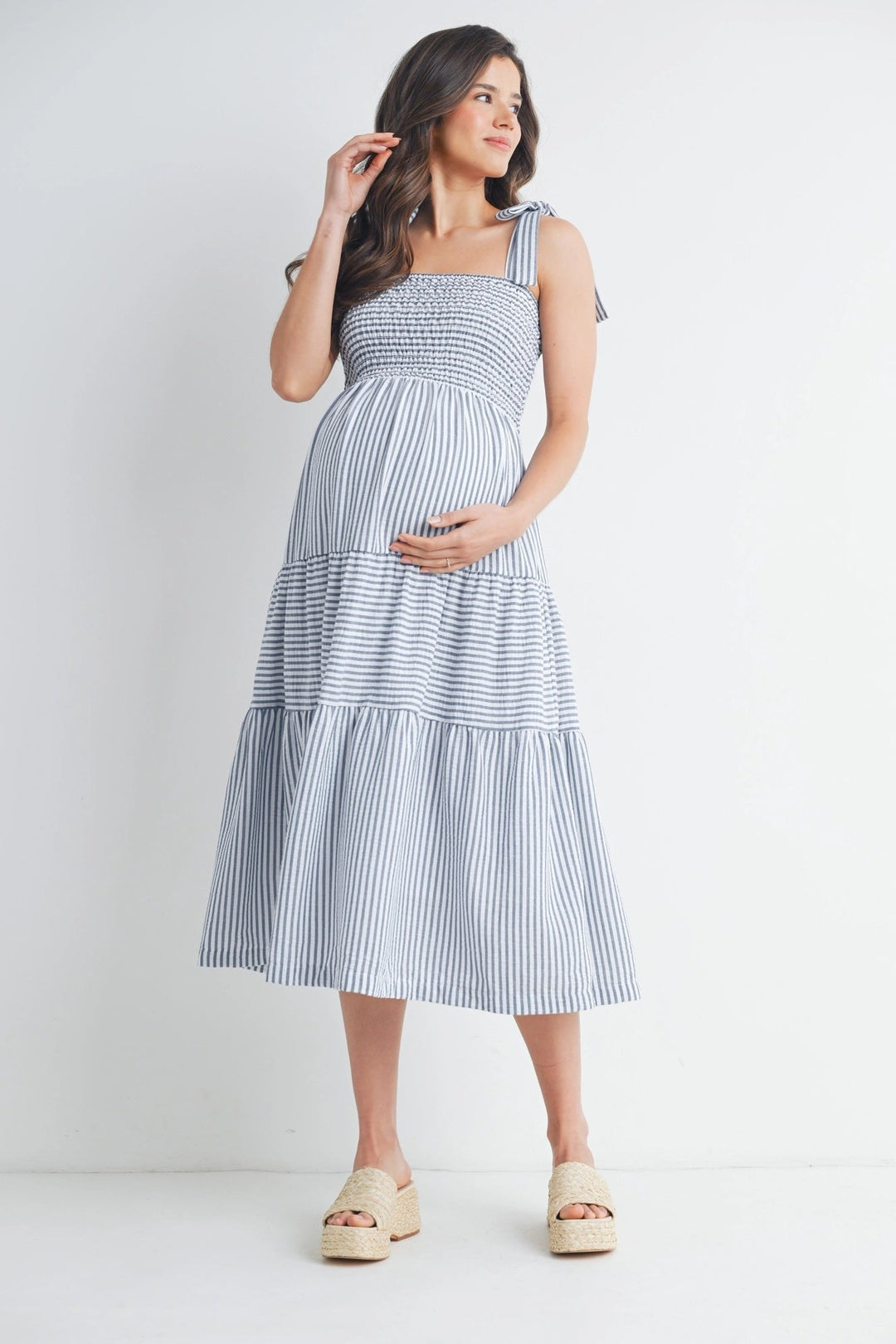 robe maternité denim blanc rayé Hello Miz Mlle et Coco