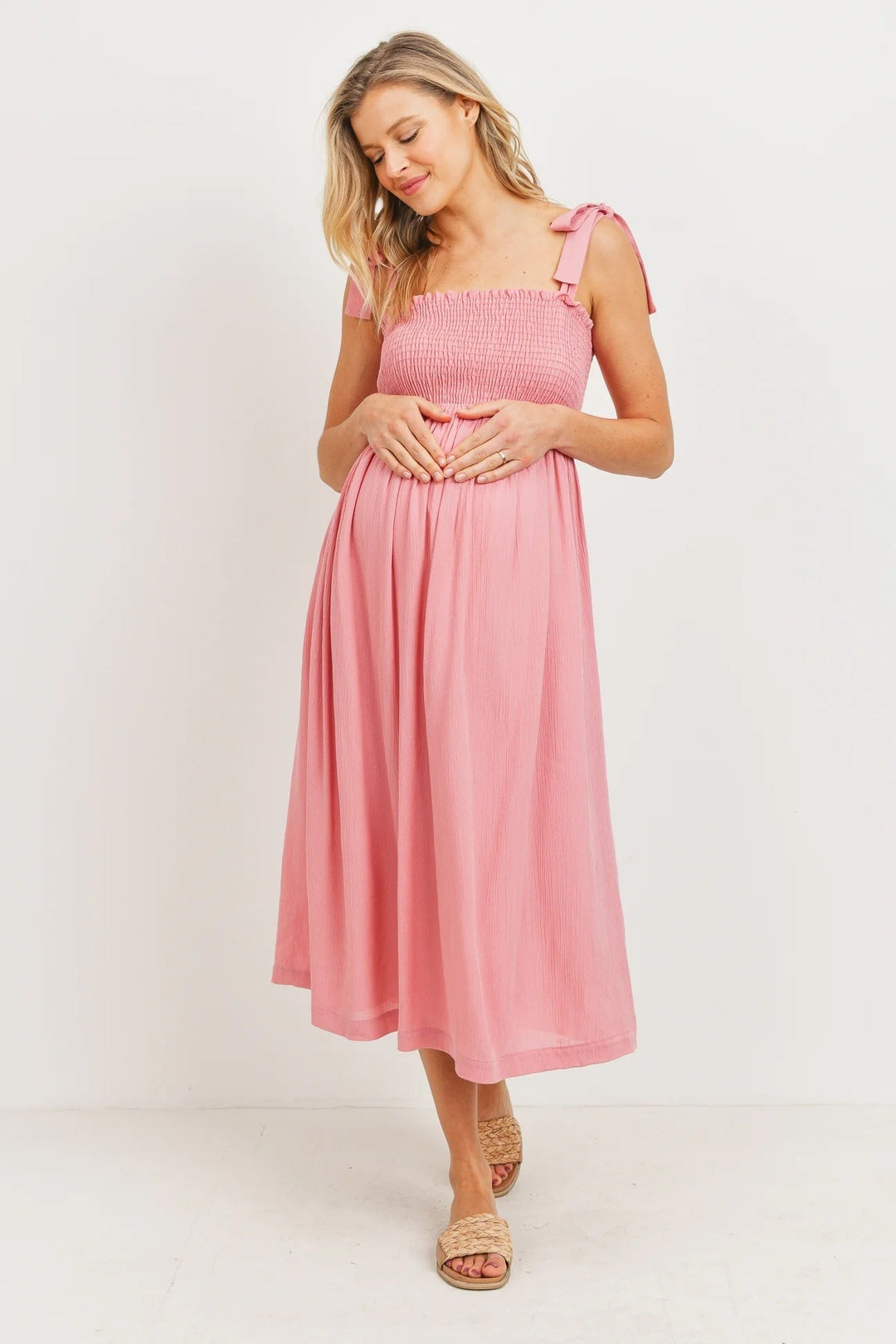 Robe smockée maternité et allaitement Rose Hello Miz Mlle Coco
