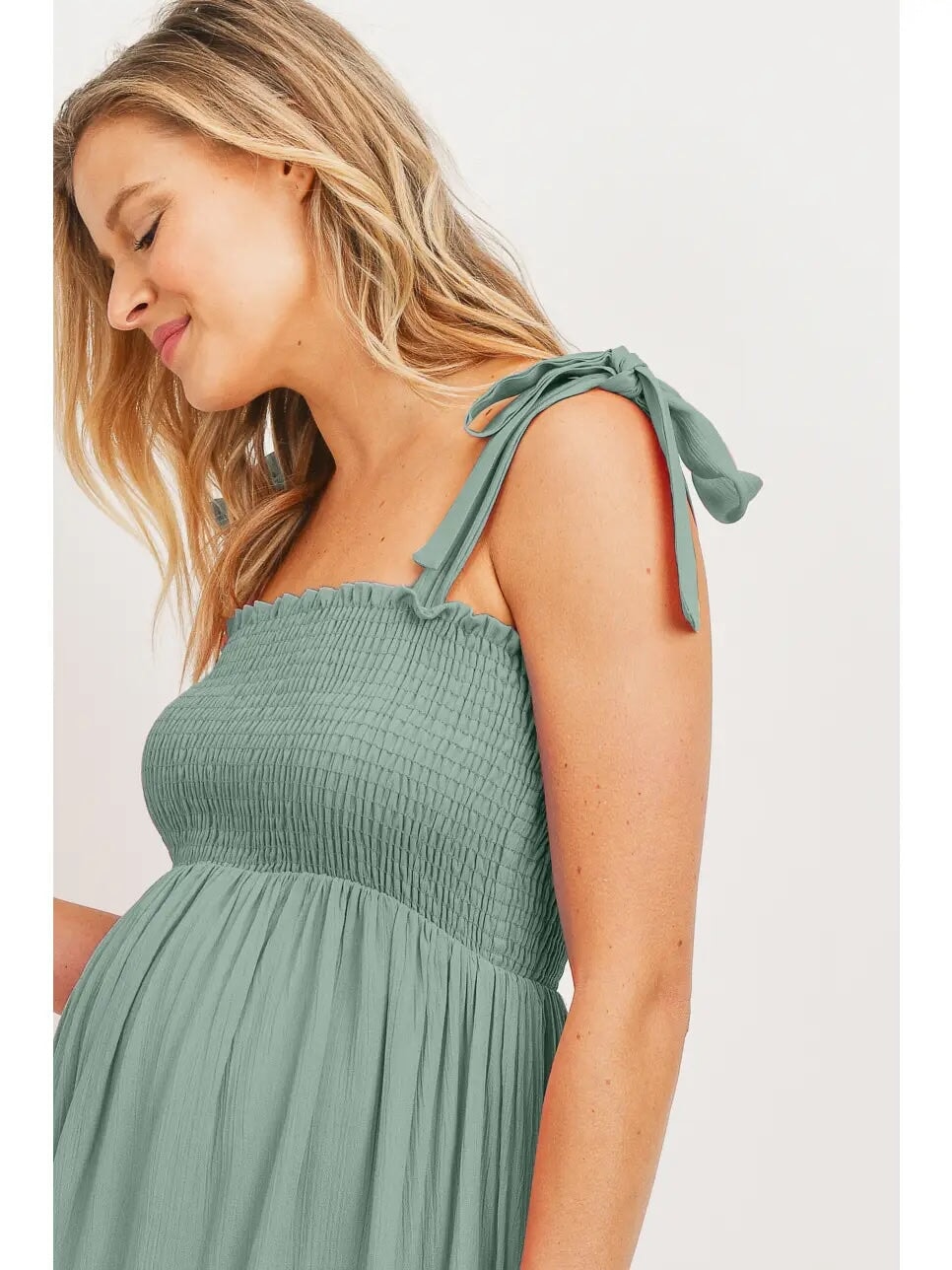 robe maternité smockée sauge allaitement hello miz Mlle et Coco