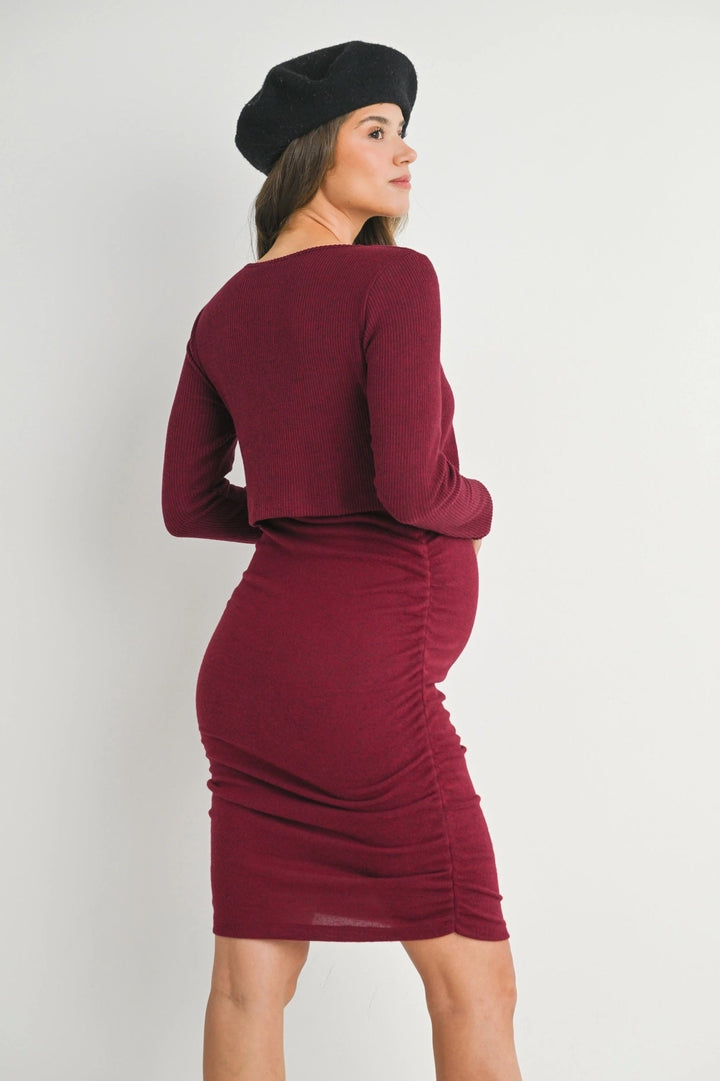 Robe maternité et allaitement manches longues Bourgogne Hello Miz Mlle et Coco