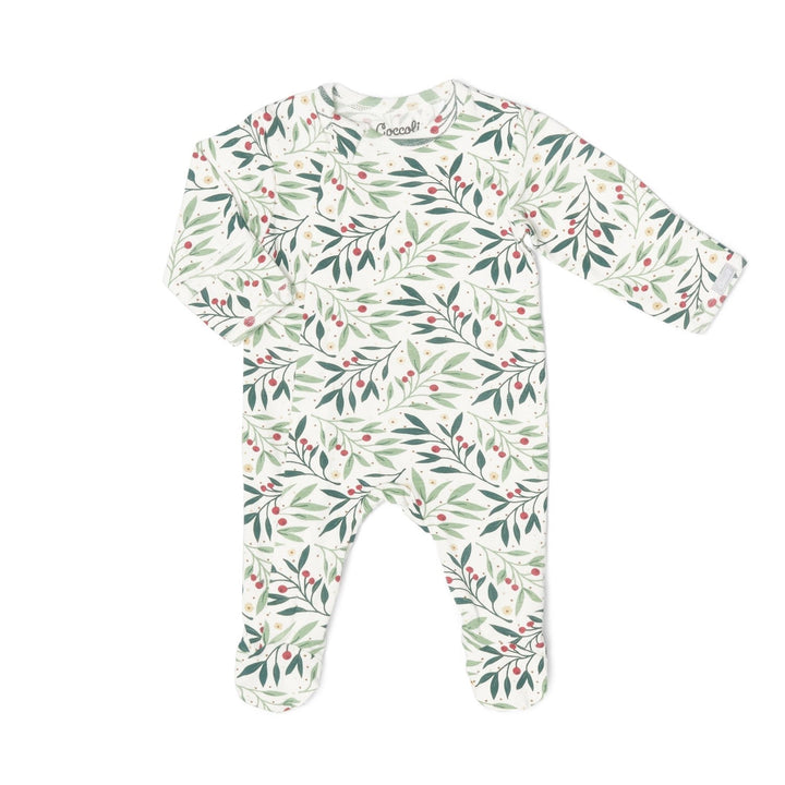 pyjama une pièce motif houx sur fond crème Coccoli