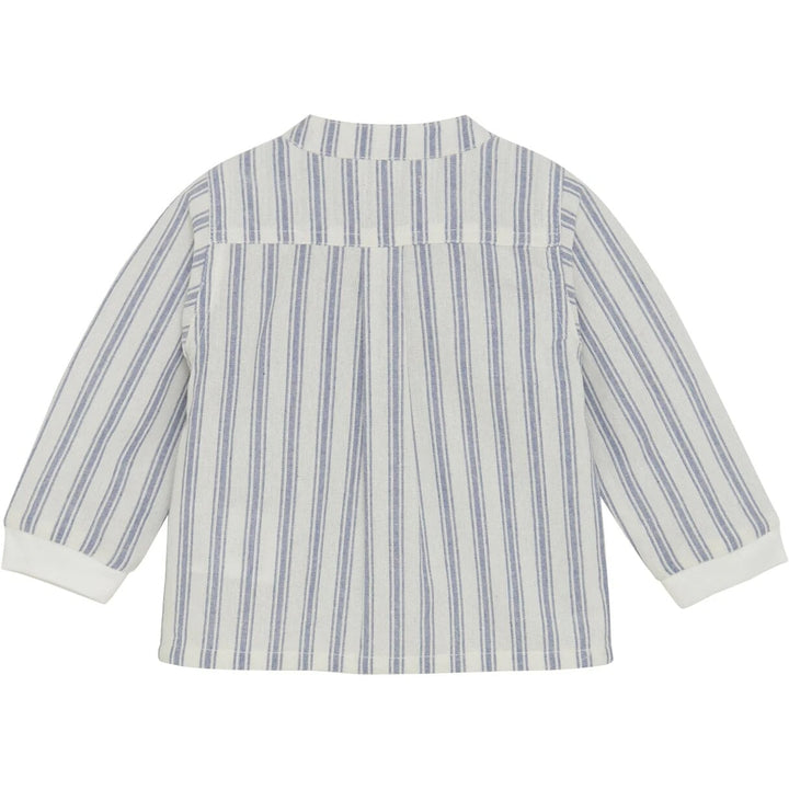 Chemise manches longues coton blanc rayé bleu Huttelihut Mlle et Coco