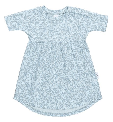Robe manches courte - Floral bleu - Hux