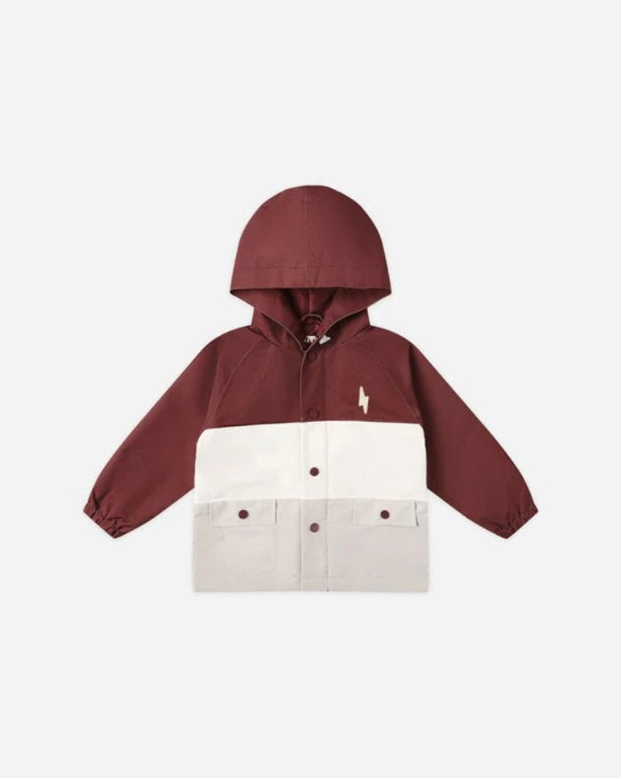 Manteau imperméable color block bourgogne et beige Rylee + Cru Mlle et Coco