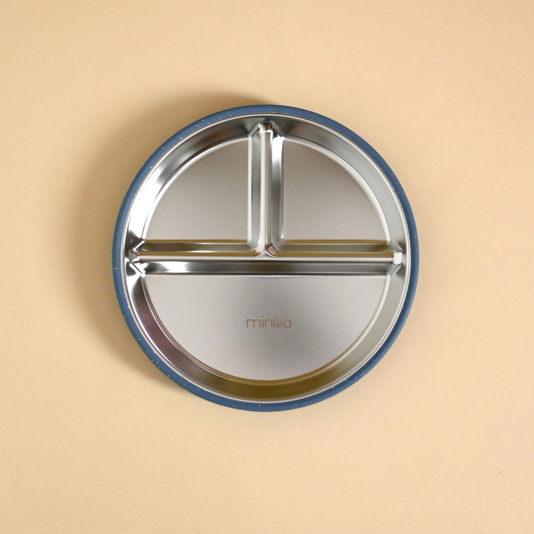 Assiette en acier inoxydable à succion en silicone Minika