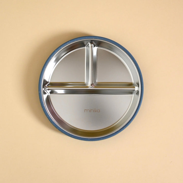 Assiette en acier inoxydable à succion en silicone Minika