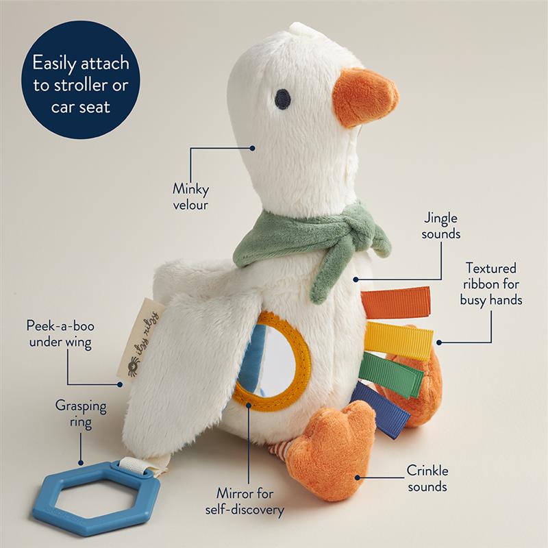 jouet sensoriel oie peluche Itzy Ritzy Mlle et Coco