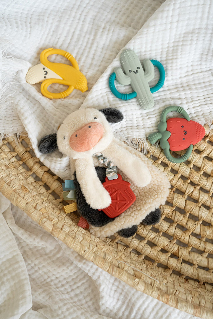 jouet texturé vache jeu sensoriel éveil tout-petit enfant Itzy Ritzy